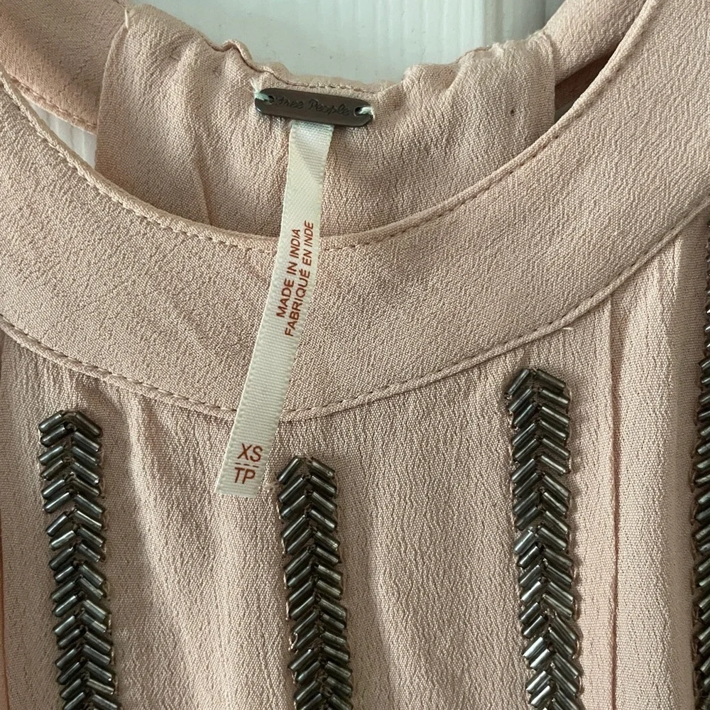Free People Cream Embellished Tank Top